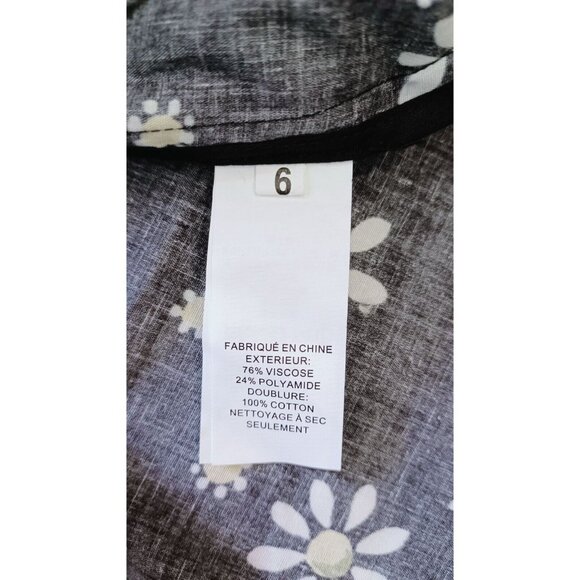 NWOT Daisy Print Dress Size 6 Floral Print Short Sleeve Mini Dress Black - Picture 5 of 6